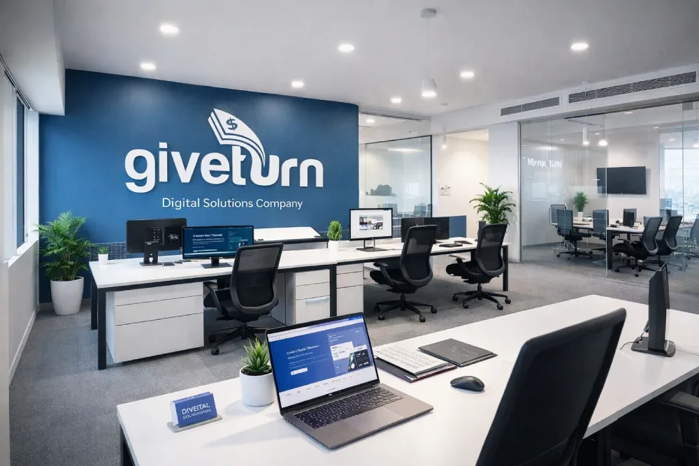 Inside GiveTurn's digital solutions office and workstations in Dhaka