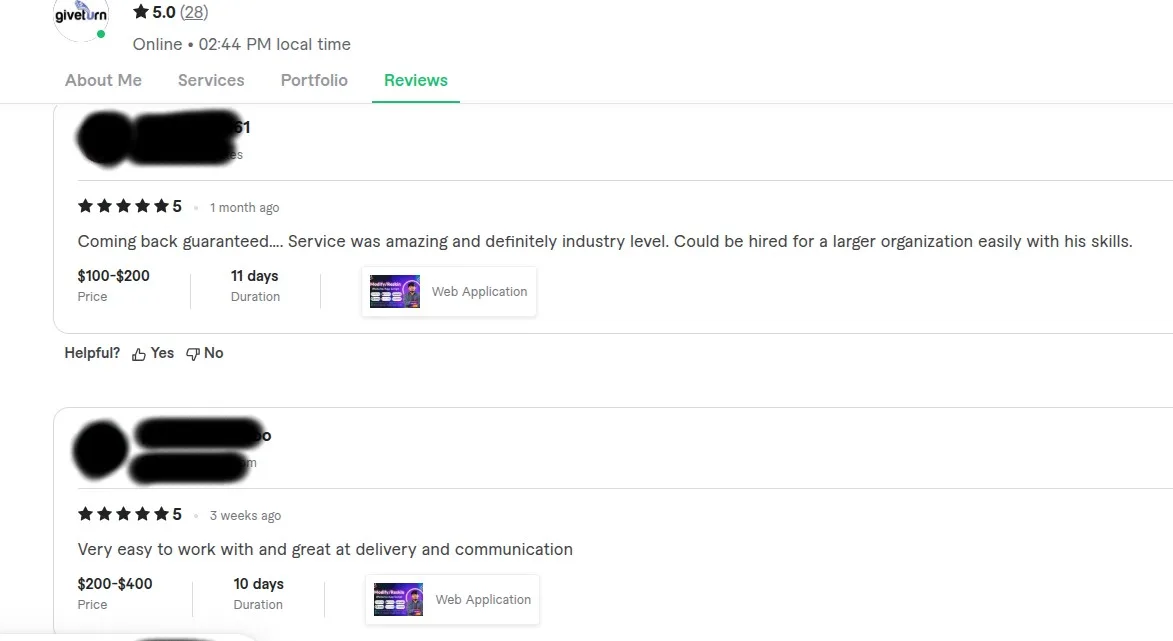 fiverr review for giveturn