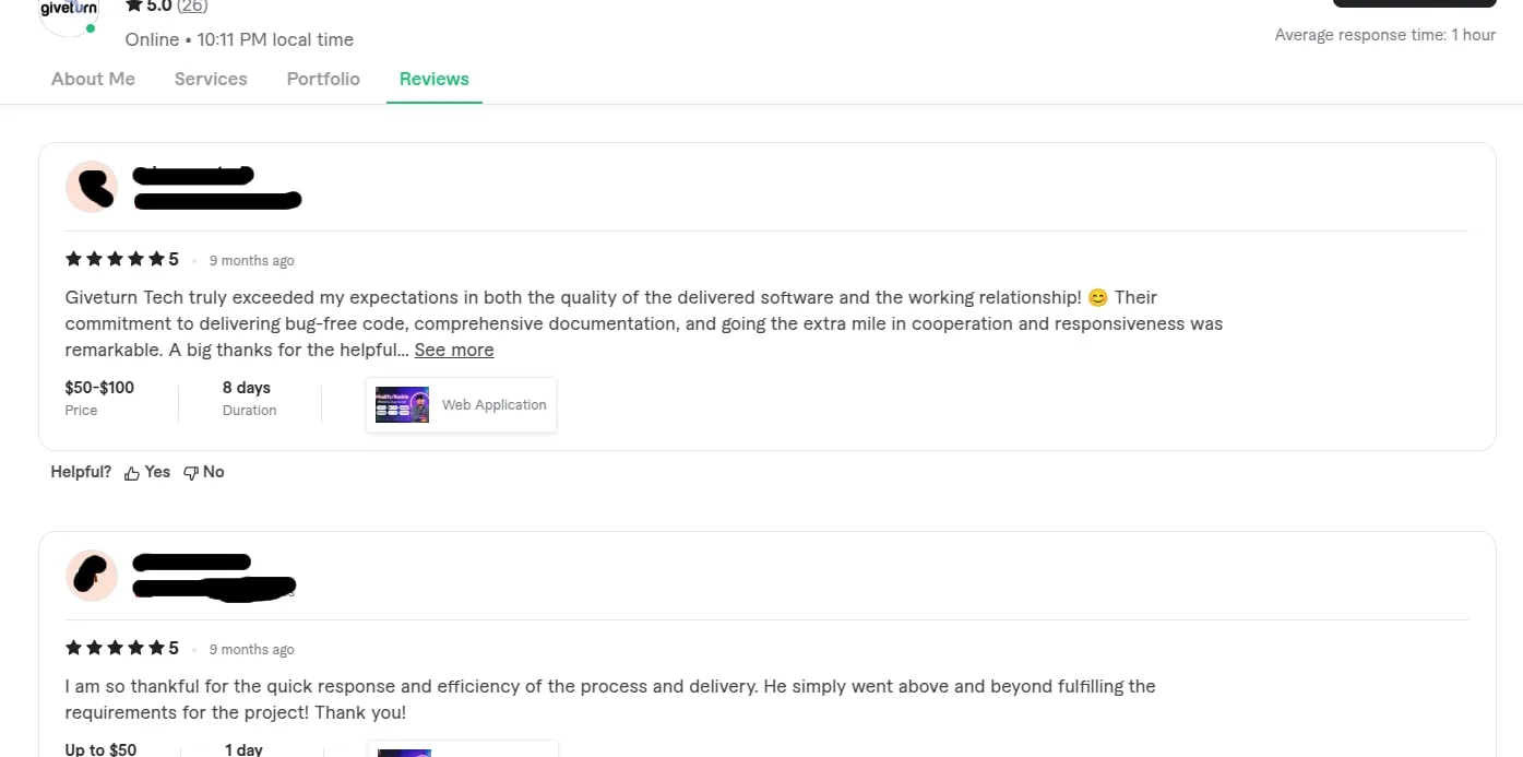 fiverr review for giveturn