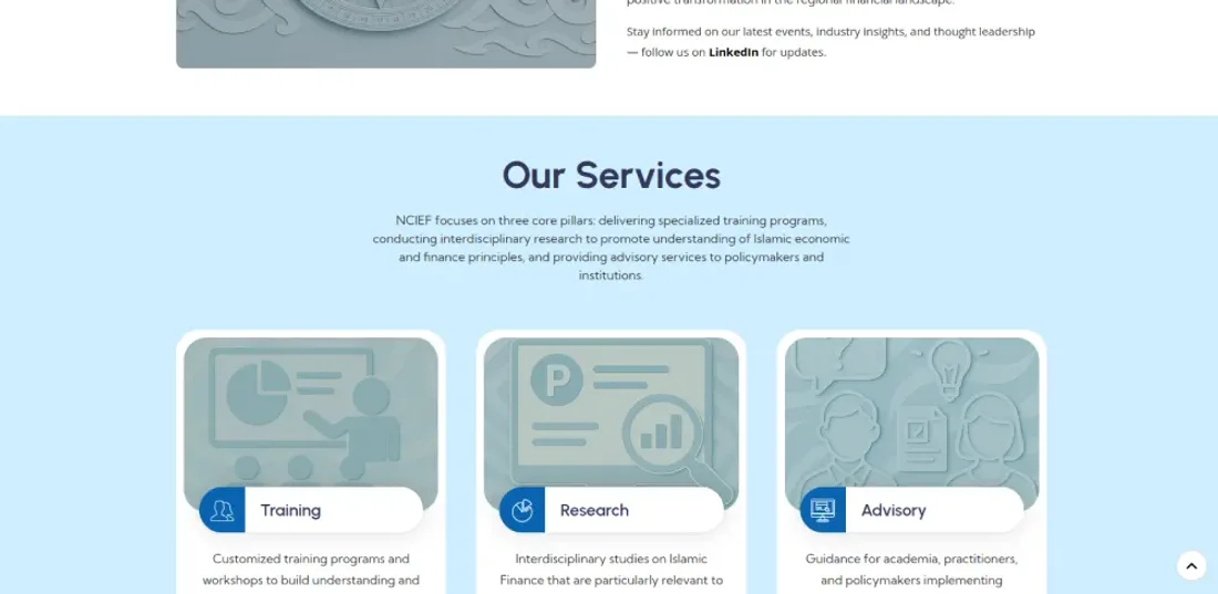 NCIEF website — Our Services section