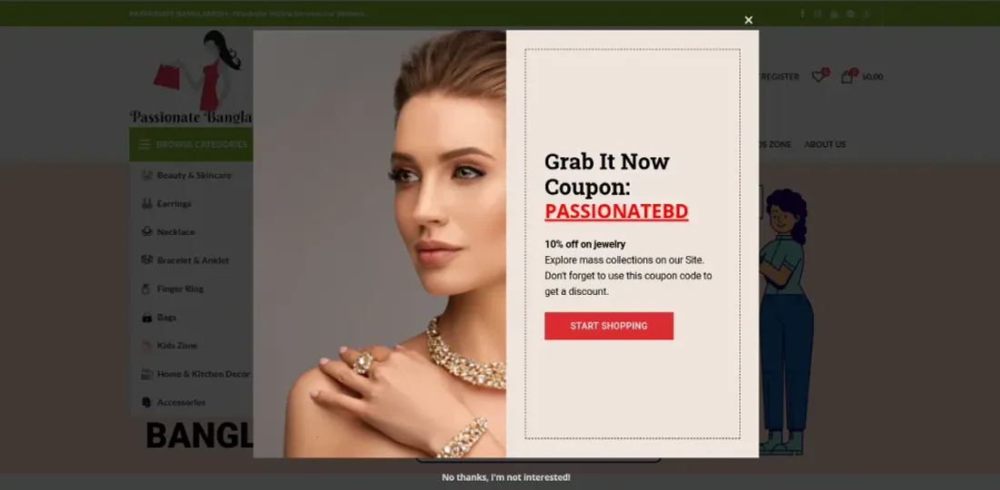 Passionate BD website — coupon promotion banner