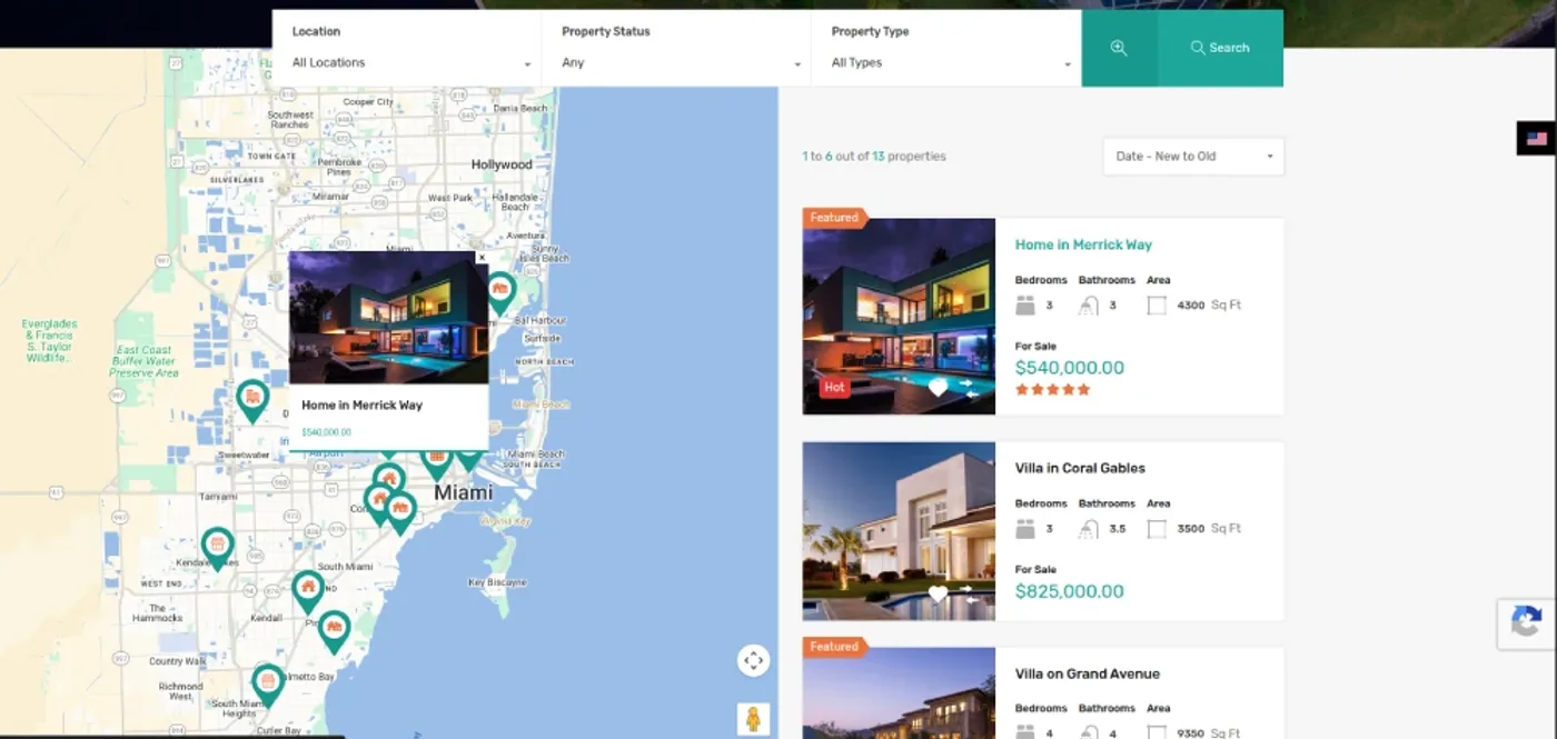 Housely website — interactive property map search